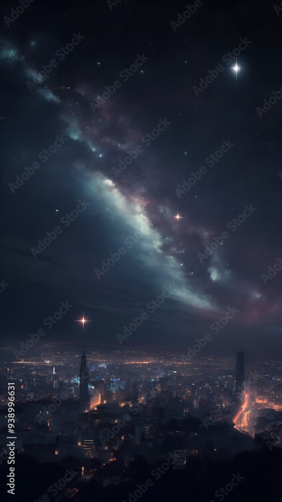 美しい夜空と夜景の風景 美しい夜空と夜景の風景
