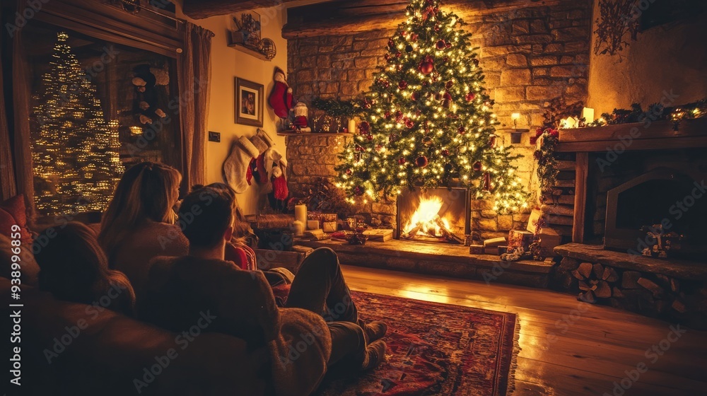 Cozy Christmas Gathering by the Fireplace Cozy Christmas Gathering by the Fireplace