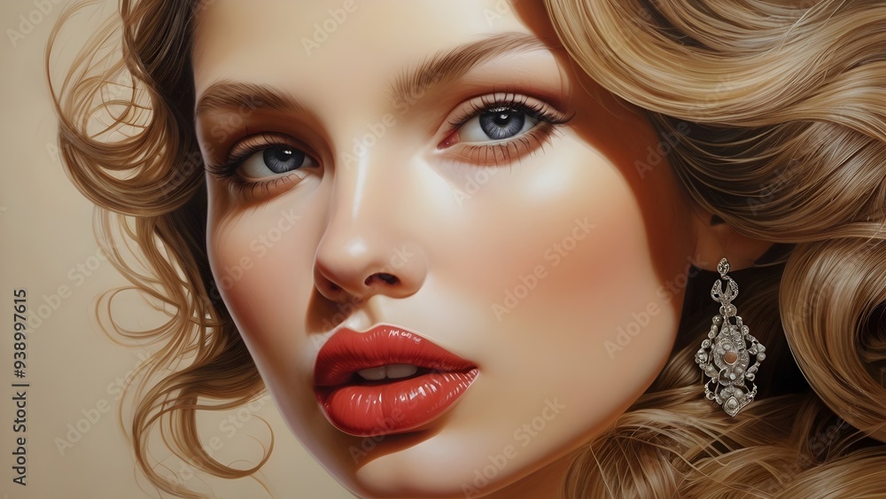 Fototapeta premium portrait of a young woman with flawless makeup 