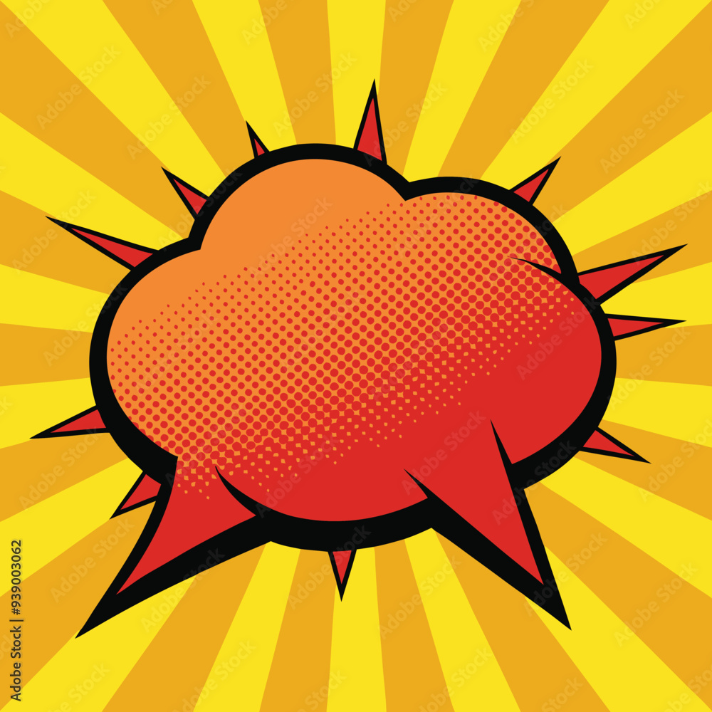 Pop art pattern. Comic background with speech bubble and halftone. Yellow cartoon retro starburst texture Duotone effect. Vintage gradient banner. It's a funny superhero print. Vector illustration Pop art pattern. Comic background with speech bubble and halftone. Yellow cartoon retro starburst texture Duotone effect. Vintage gradient banner. It's a funny superhero print. Vector illustration