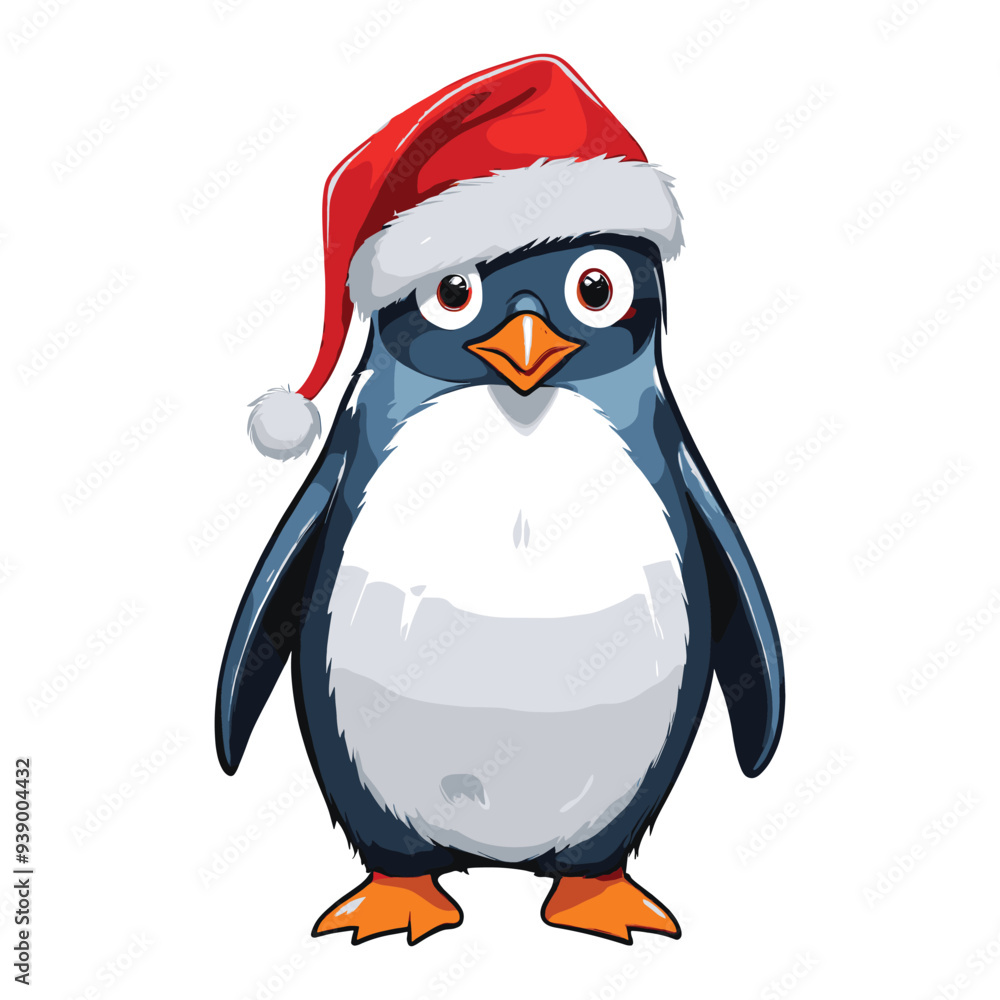 Fototapeta premium Adorable Penguin in Santa Hat