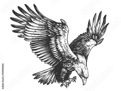 Eagle black and white illustration