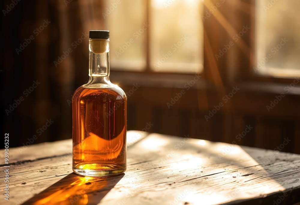 bottle of beer on wooden table bottle of beer on wooden table