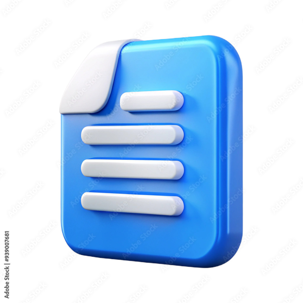 Document Icon 3d cartoon style illustration Document Icon 3d cartoon style illustration