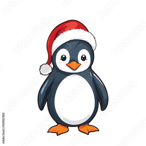 Cute Penguin in Santa Hat