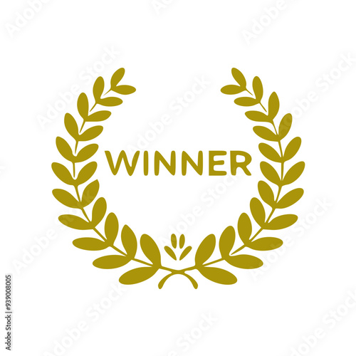 Golden winner's wreath of leaves on transparent background. Vector