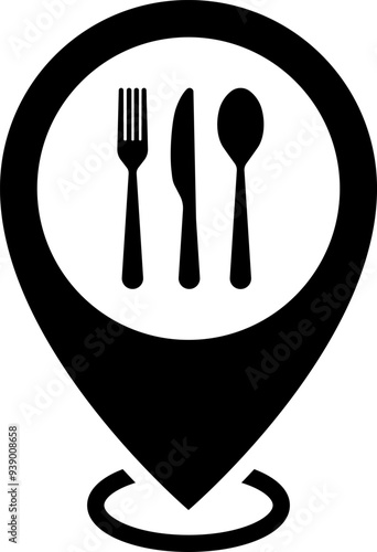 Restaurant location icon. Cutlery icon. Spoon, forks, knife. Vector illustration. Vector illustration.