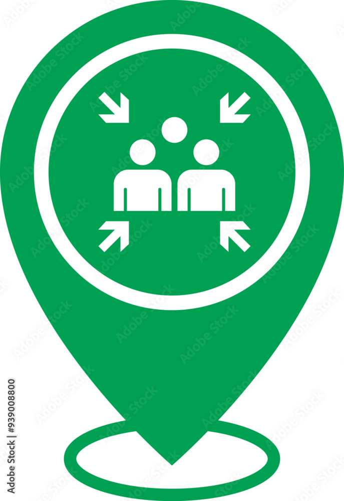 Emergency evacuation assembly point sign. Assembly point icon. Safety Signs. Evacuation Plan. Vector illustration Emergency evacuation assembly point sign. Assembly point icon. Safety Signs. Evacuation Plan. Vector illustration