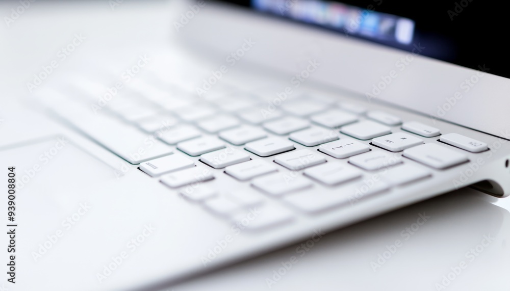 Modern Workspace Essentials: Sleek Monitor and Keyboard on Abstract White Background. Minimalist Office Setup for Digital Marketing, Web Design, and Tech Innovation. Elegant Template with Copy Space f Modern Workspace Essentials: Sleek Monitor and Keyboard on Abstract White Background. Minimalist Office Setup for Digital Marketing, Web Design, and Tech Innovation. Elegant Template with Copy Space f