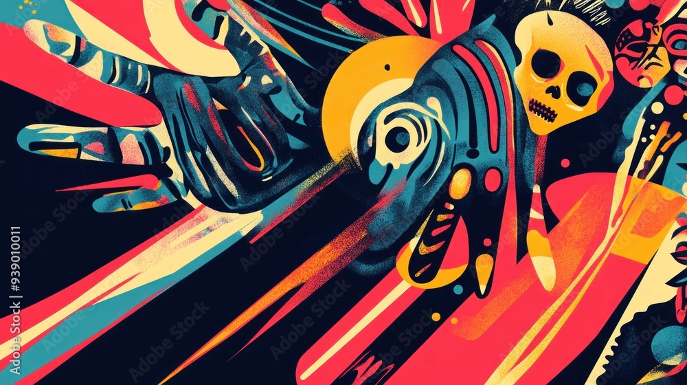 Abstract Art with Skull and Hands Abstract Art with Skull and Hands