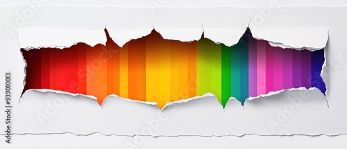 Torn White Paper Revealing Rainbow Stripes