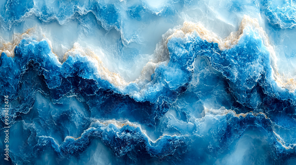 The image is a beautiful blue and white wave with a lot of detail The image is a beautiful blue and white wave with a lot of detail