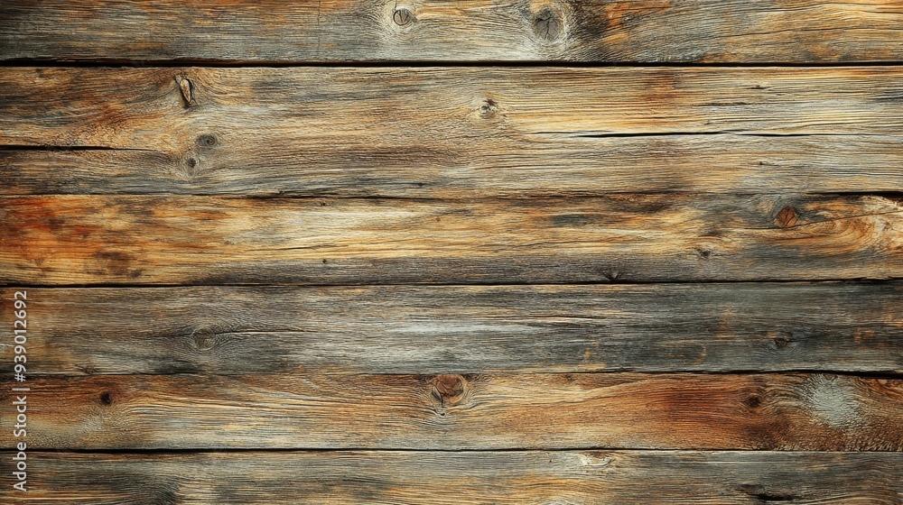 A top-down view reveals a rustic wooden plank surface, characterized by weathered textures and distinct nail marks, offering a unique backdrop for various creative projects A top-down view reveals a rustic wooden plank surface, characterized by weathered textures and distinct nail marks, offering a unique backdrop for various creative projects
