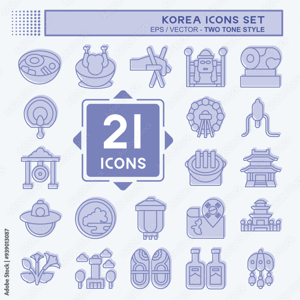 Icon Set Korea. related to Holiday symbol. two tone style. simple illustration Icon Set Korea. related to Holiday symbol. two tone style. simple illustration