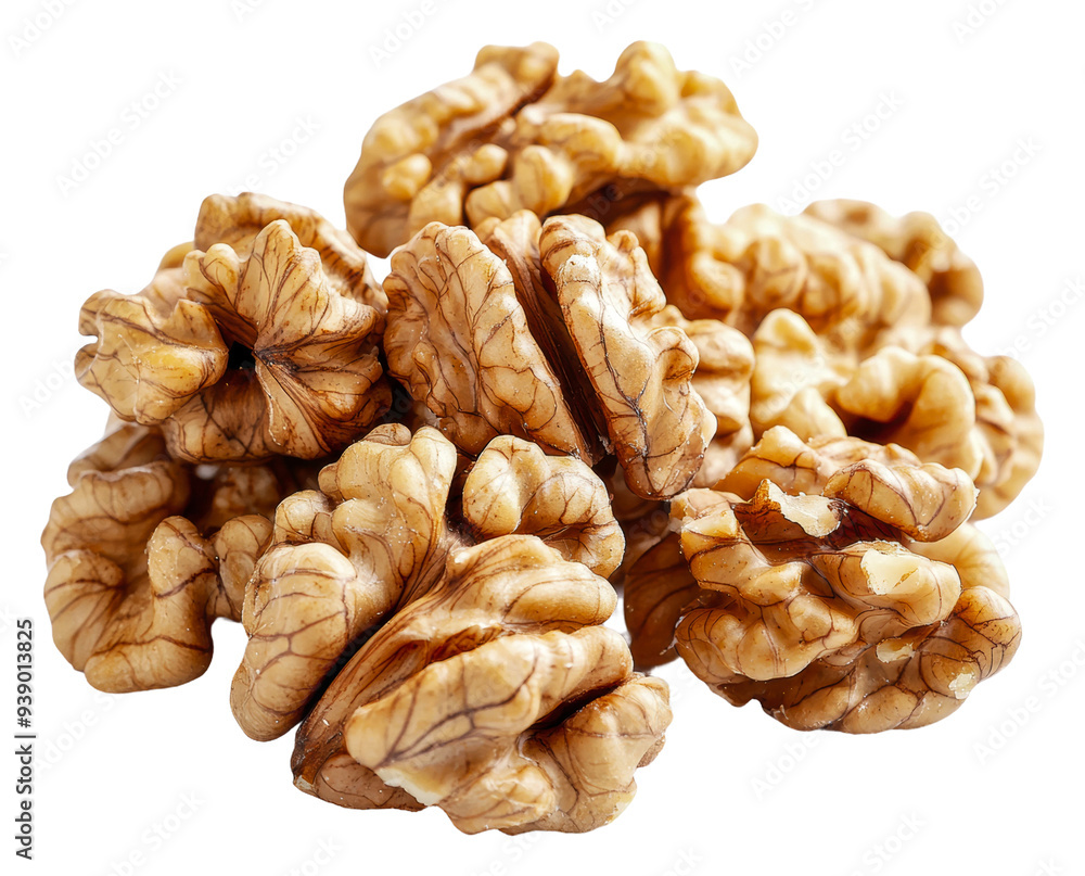 PNG Close-up of walnuts on white background PNG Close-up of walnuts on white background