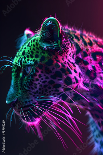 Leopard black and white illustration