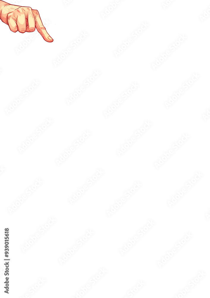 Fototapeta premium Sign with hand pointing to writing area on transparent background