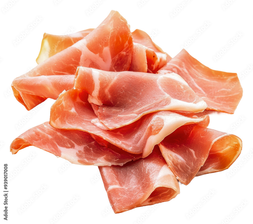 PNG Sliced cured ham displayed on a white background PNG Sliced cured ham displayed on a white background
