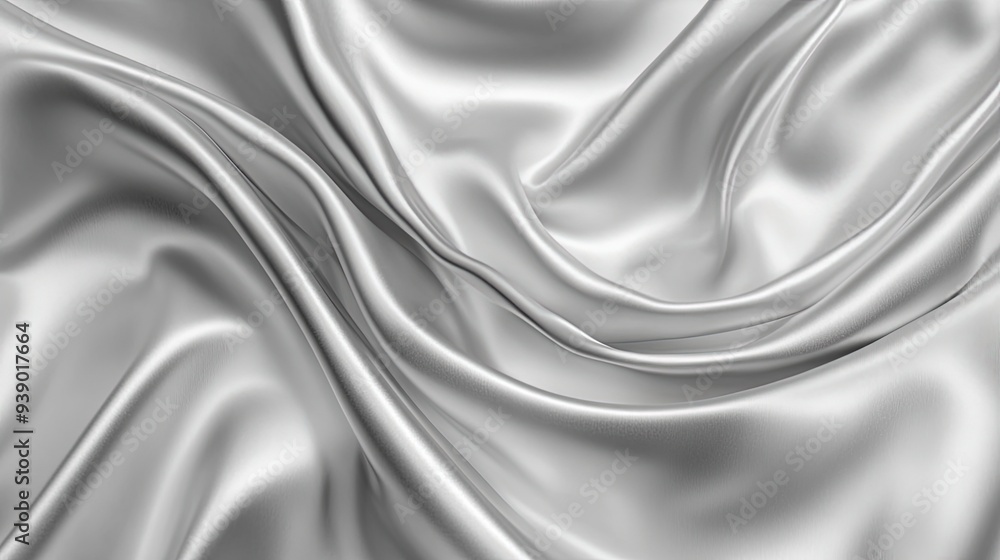 Close-up light gray satin fabric texture. Concept of gradient, luxury, fabric curve, fashion, fibers, and textiles. Wavy satin for texture background. Generative ai Close-up light gray satin fabric texture. Concept of gradient, luxury, fabric curve, fashion, fibers, and textiles. Wavy satin for texture background. Generative ai