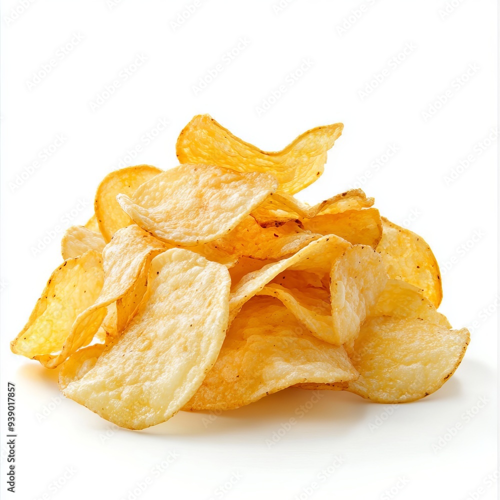 close up of Potato chips, isolated on white background close up of Potato chips, isolated on white background
