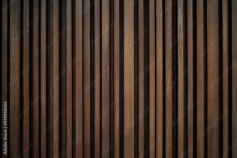 Obraz premium Dark Brown Wooden Slat Wall Panel Texture Background
