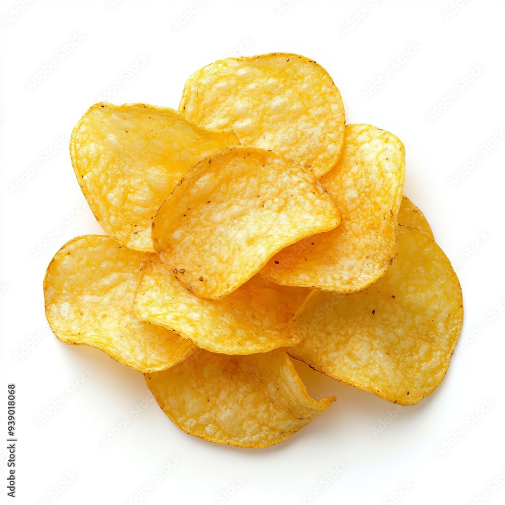 close up of Potato chips, isolated on white background close up of Potato chips, isolated on white background
