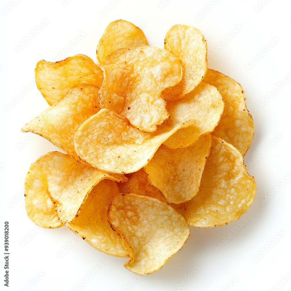 close up of Potato chips, isolated on white background close up of Potato chips, isolated on white background