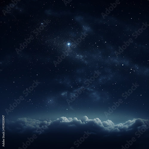 Starry Night Sky with Clouds