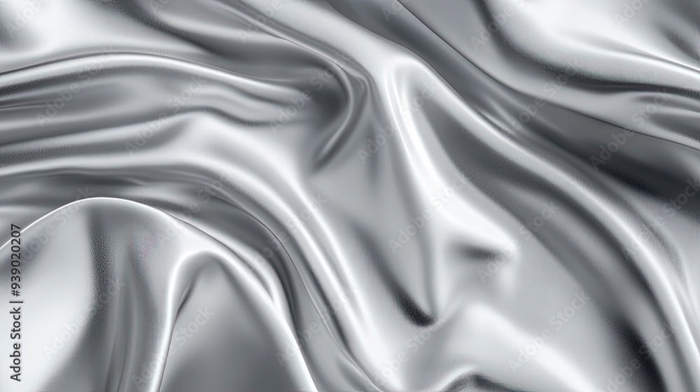 Close-up light gray satin fabric texture. Concept of gradient, luxury, fabric curve, fashion, fibers, and textiles. Wavy satin for texture background. Generative ai Close-up light gray satin fabric texture. Concept of gradient, luxury, fabric curve, fashion, fibers, and textiles. Wavy satin for texture background. Generative ai