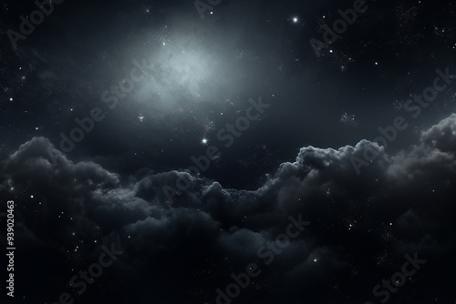 Starry Night Sky with Clouds