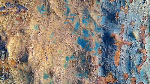 Foto Old metal sheet with uneven surface, dents and bulges