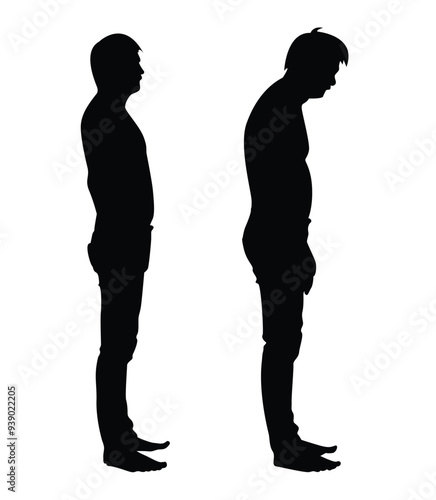 Silhouette of a Slim and Slouching Man. People and lifestyle concept vector art