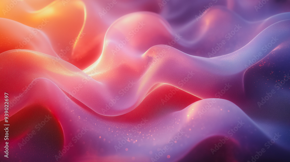 Obraz premium A colorful, abstract image of a wave with a pinkish hue. The image is full of texture and he is a digital creation. Scene is vibrant and energetic