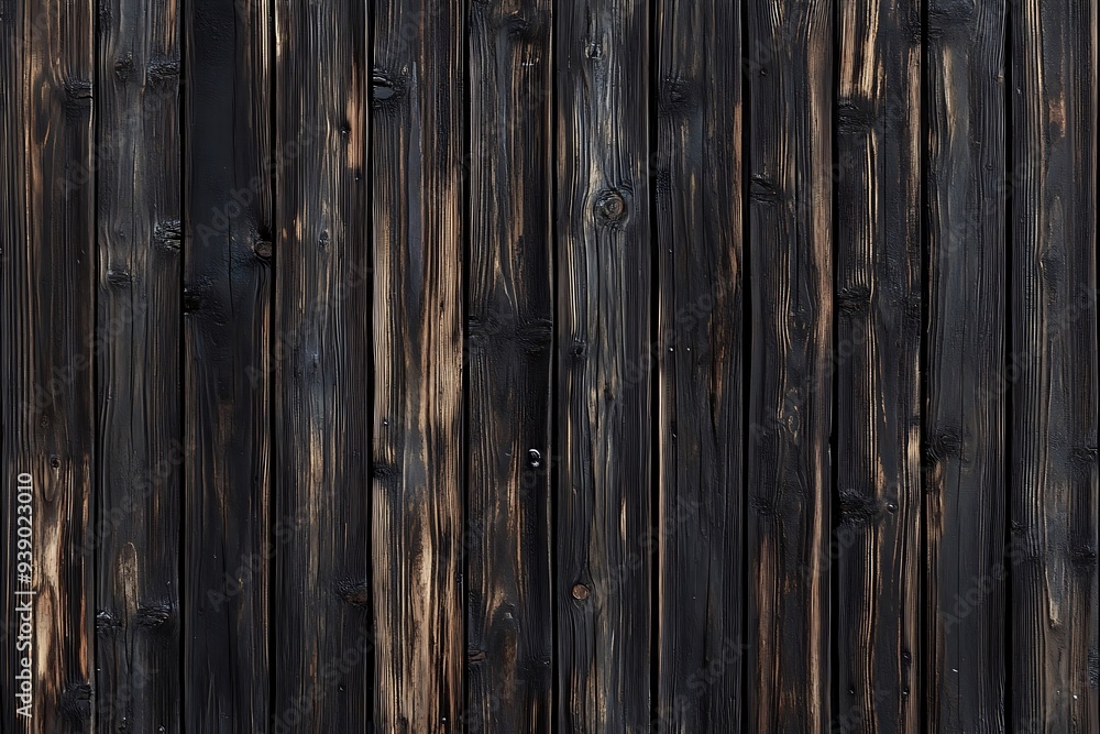 Naklejka premium Dark Wood Plank Background Texture with Natural Grain