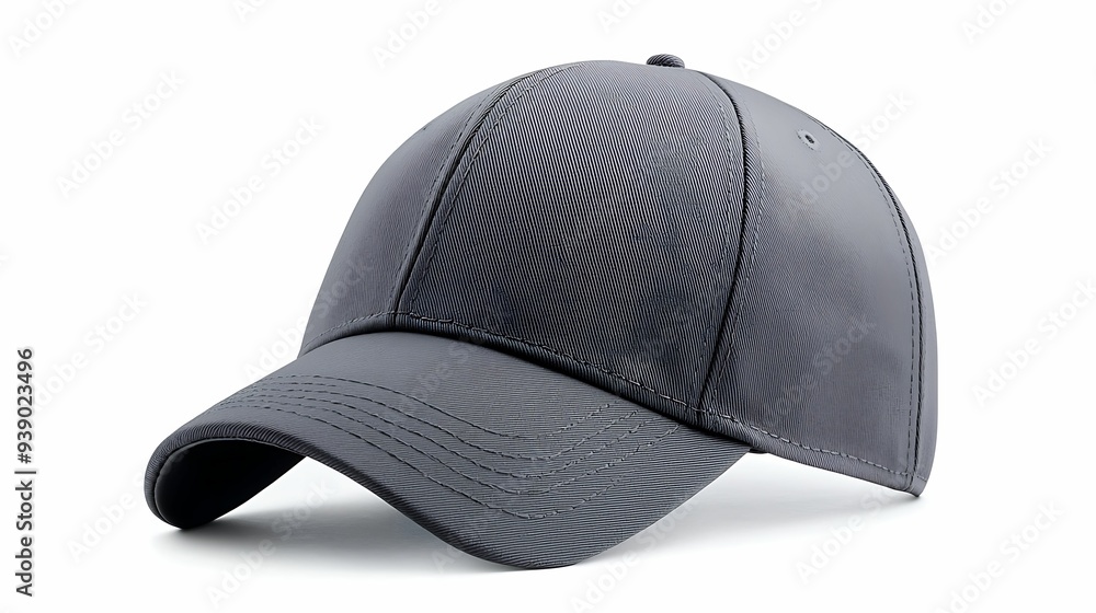 A baseball cap with a blank front panel presented with a side angle to highlight its customizable area isolated on a white background copy space for text A baseball cap with a blank front panel presented with a side angle to highlight its customizable area isolated on a white background copy space for text