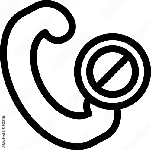 Phone handset with a cross sign is showing a blocked call