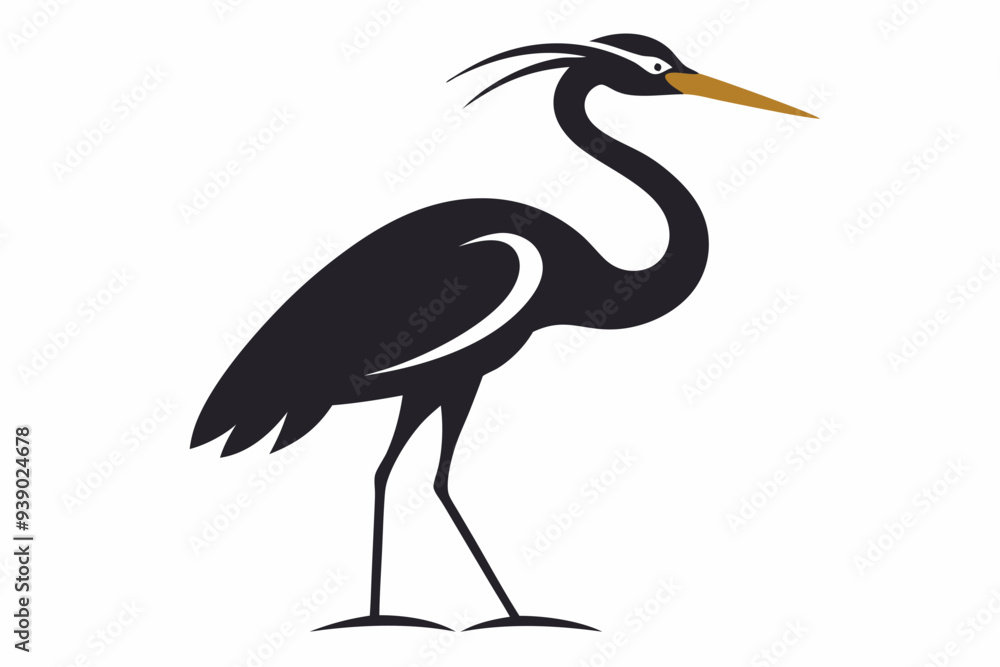 Fototapeta premium heron on the beach silhouette vector illustration