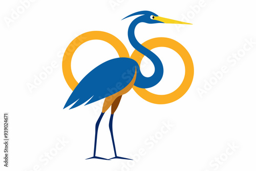 heron on the beach silhouette vector  illustration