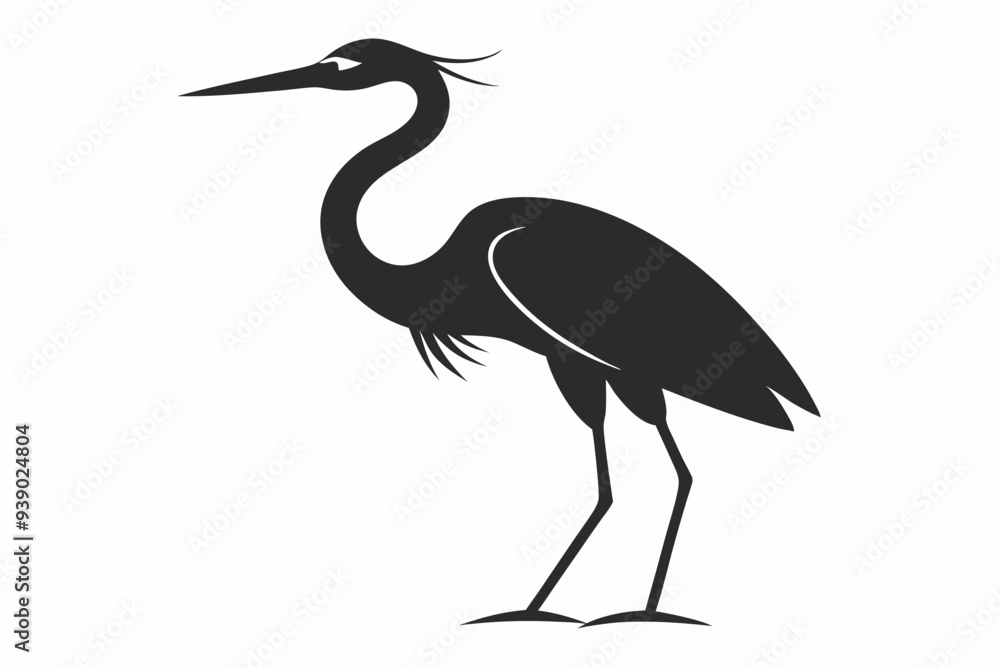 Fototapeta premium heron on the beach silhouette vector illustration
