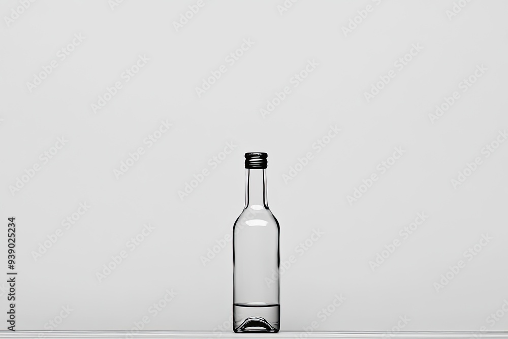 Clear glass bottle filled with chilled water Clear glass bottle filled with chilled water