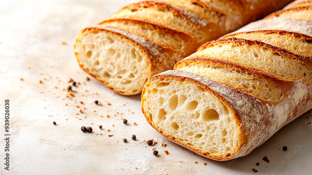 Naklejka premium Two slices of bread with pepper on a white background