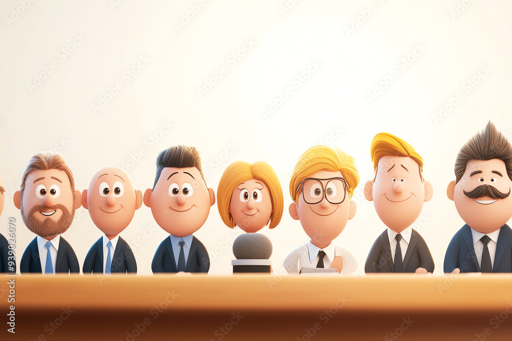 A diverse group of animated characters representing a professional team, showcasing teamwork and collaboration in a fun style. A diverse group of animated characters representing a professional team, showcasing teamwork and collaboration in a fun style.