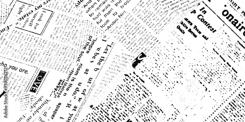Rough vector background abstract grunge texture old vintage newspaper. Vector white and black newspaper paper grunge pattern old aged texture.