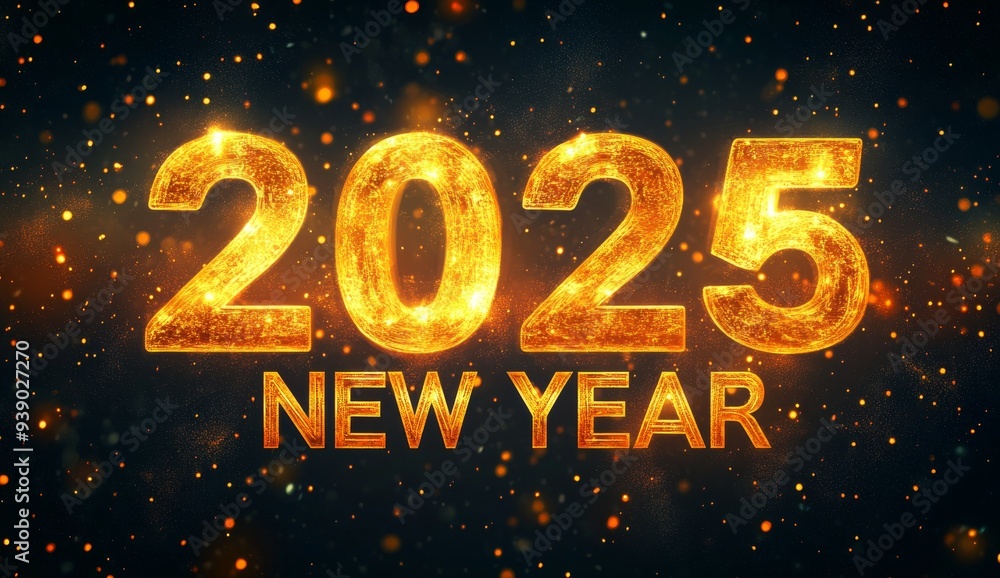 Golden 2025 text New Year's Celebration