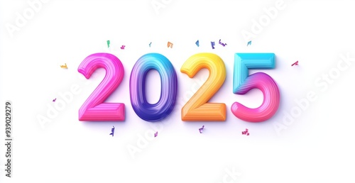Colorful 3D Text for New Year 2025