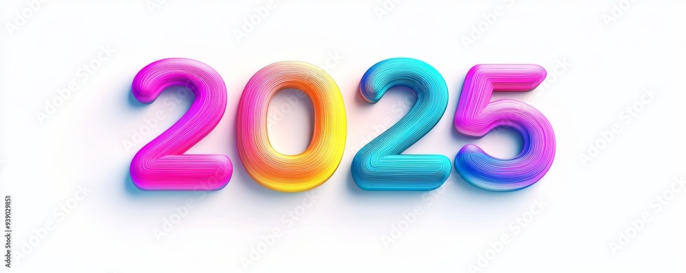 Naklejka premium Colorful 3D Text for New Year 2025