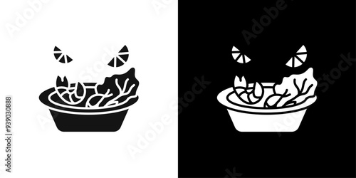 Ceviche icon flat line symbol set.