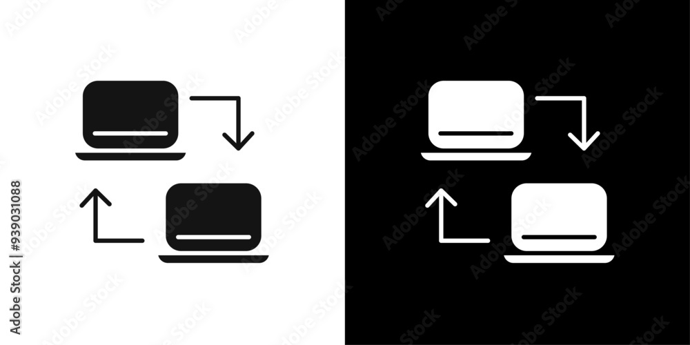 Data transferring icon flat line symbol set. Data transferring icon flat line symbol set.