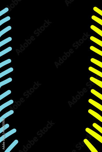 Black background with yellow and blue border