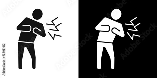 Heart attack icon flat line symbol set.